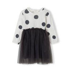 Panda 10B: Rib And Mesh Dress (3-12 Months)